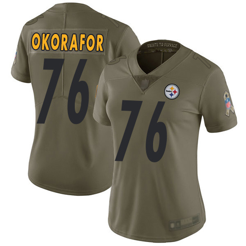Women Pittsburgh Steelers Football #76 Limited Olive Chukwuma Okorafor 2017 Salute to Service Nike NFL Jersey